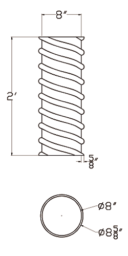 Cast Stone Column Drawing CL 8 Roped