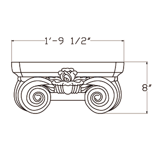 Cast Stone Ionic Capital Drawing CL IC 10